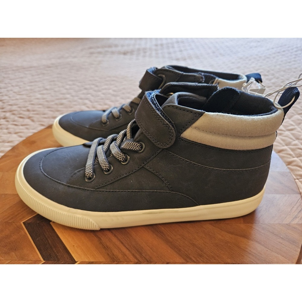 NWT Cat & Jack Harlen Blue Youth Boys Mid-Top Side Zip Sneakers, Size 5